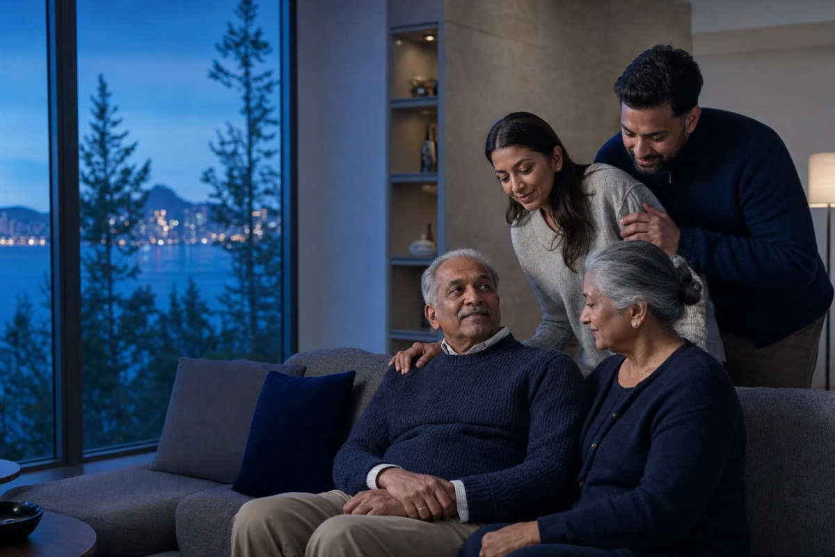 A multigenerational family spending time together at home